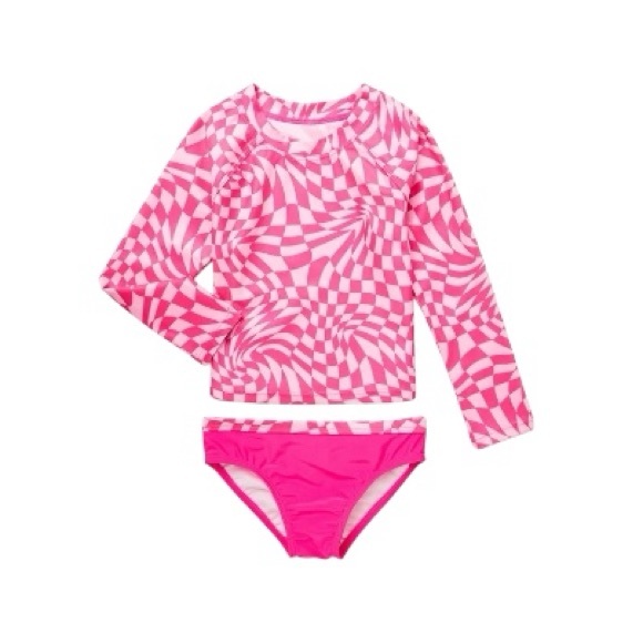 Pink Chevron Rashguard Swim Set - Picture 8 of 12